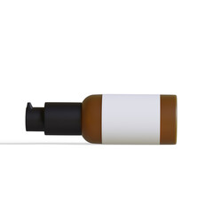 Cosmetic bottle brown color realistic texture white blank label 3D Illustration on white background