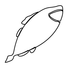 Continuous single-line art of fish. Cute fish one-line drawing vector and illustration
