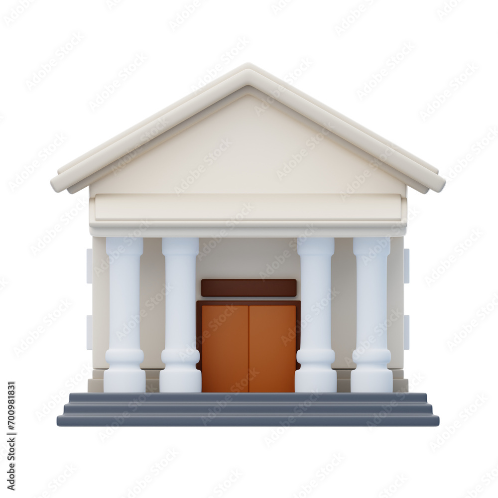 Poster 3d model of a bank building in white. white-themed architectural model of a modern bank. 3d illustra