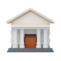 Obraz premium 3D Model of a Bank Building in White. White-themed Architectural Model of a Modern Bank. 3d illustration, 3d element, 3d rendering. 3d visualization isolated on a transparent background