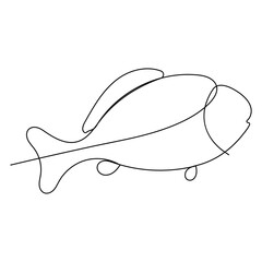 Continuous single-line art of fish. Cute fish one-line drawing vector and illustration
