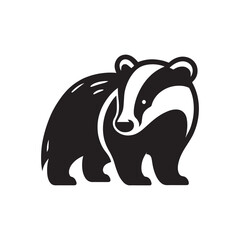 Cute badger. Simple black icon, logo. Isolated on white background