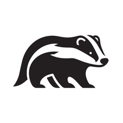 Cute badger. Simple black icon, logo. Isolated on white background