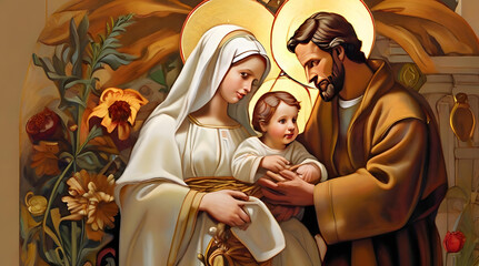 Traditional Catholic arts representation of the Holy Family
