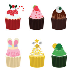 Set of cute Holiday Cupcakes each holiday themed 