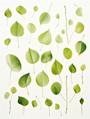 Group of Lush Green Leaves on a Clean White Background