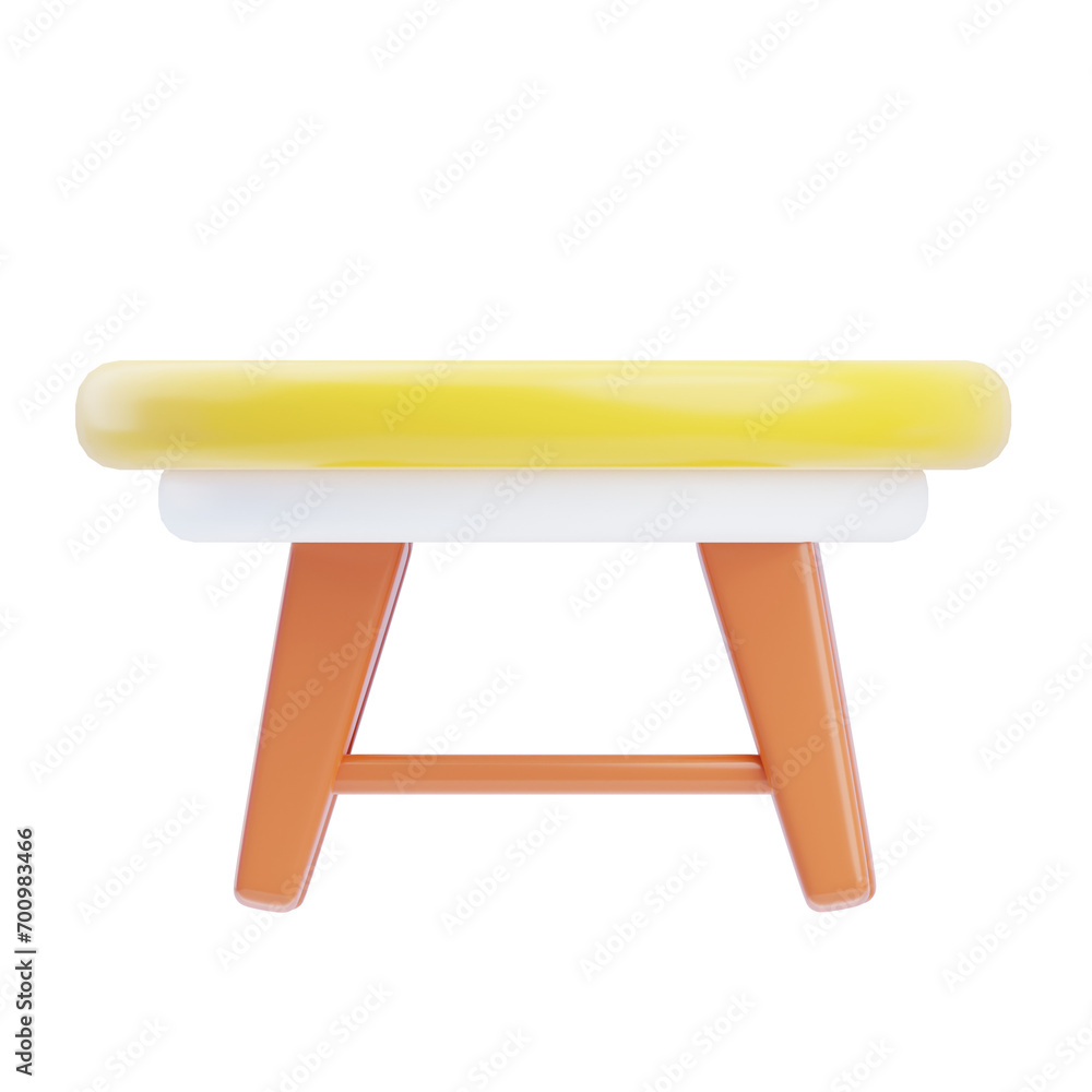 Poster 3d model of a yellow coffee table. yellow coffee table model for a bright aesthetic. 3d illustration