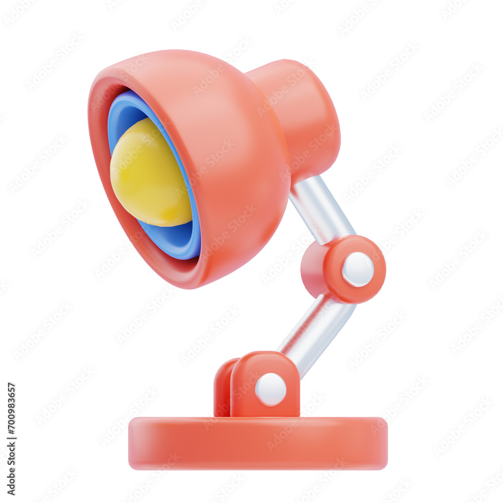 Poster 3d model of a red desk lamp. red desk lamp model for a vibrant aesthetic. 3d illustration, 3d elemen