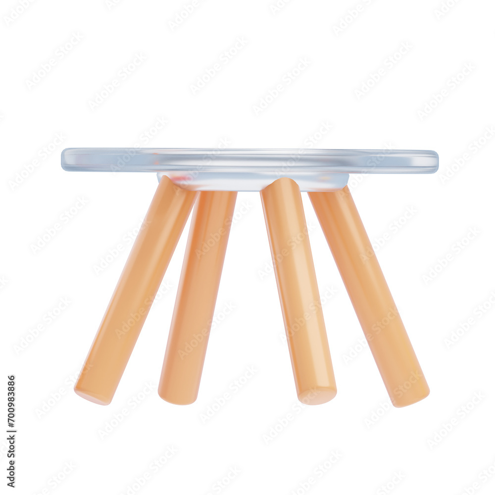 Poster 3d model of a glass table. glass table model for a sleek and modern aesthetic. 3d illustration, 3d e