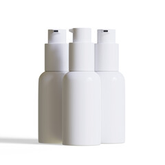 Cosmetic bottle white color and realistic texture with pump cleanser bottle 3D illustration