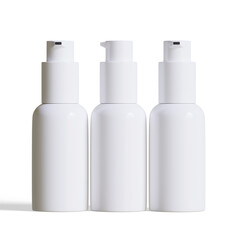 Cosmetic bottle white color and realistic texture with pump cleanser bottle 3D illustration