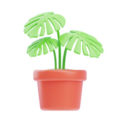 3D Model of a Monstera Plant. Monstera Plant Model for a Tropical and Lush Aesthetic.
3d illustration, 3d element, 3d rendering. 3d visualization isolated on a transparent background