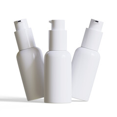 Cosmetic bottle white color and realistic texture with pump cleanser bottle 3D illustration