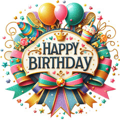 happy birthday badge for greeting card