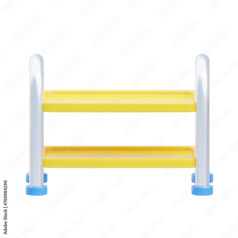 Poster 3d model of a yellow shoe rack. yellow shoe rack design for a bright and organized entryway. 3d illu
