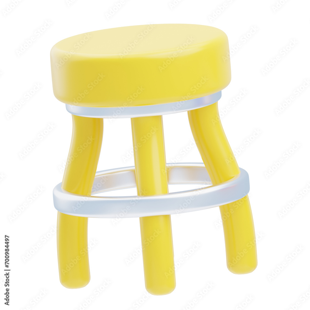 Poster 3d model of a yellow stool. dynamic 3d visualization of a stylish yellow stool. 3d illustration, 3d 