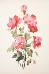 Pink Flowers Blooming in a Serene Canvas