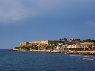 Fototapeta na wymiar View towards the Venetian Fortezza Castle, City of Rethymno, Rethymno Region, Crete, Greece
