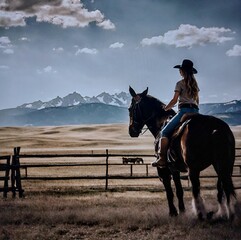 horse and rider in Montana