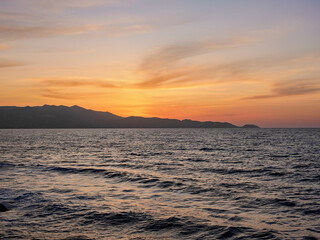 Coast of Heraklion at dusk, City of Heraklion, Crete, Greece