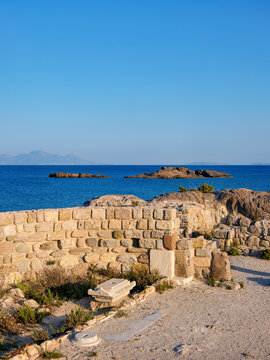 St. Stefanos Basilica Ruins at sunset, Agios Stefanos Beach, Kos Island, Dodecanese, Greece