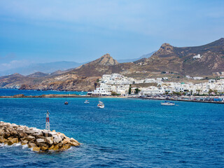 View towards Chora, Naxos City, Naxos Island, Cyclades, Greece