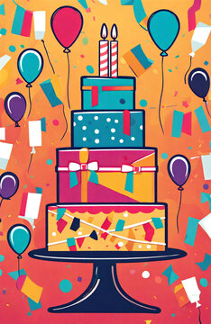 Vibrant Happy Birthday Celebration Card Image