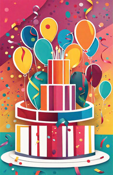 Vibrant Happy Birthday Celebration Card Image