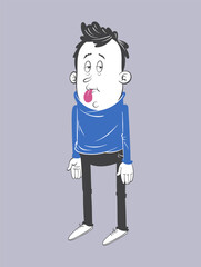 A man sticks out his tongue