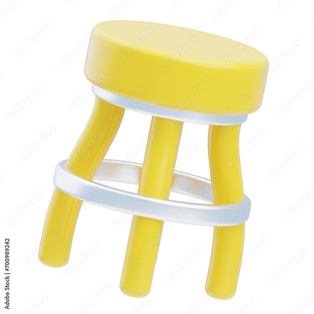 Poster 3d model of a yellow stool. dynamic 3d visualization of a stylish yellow stool. 3d illustration, 3d 
