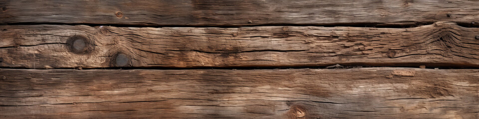 Fototapeta premium Close-up of weathered, aged wooden surface with a rich, dark brown patina.