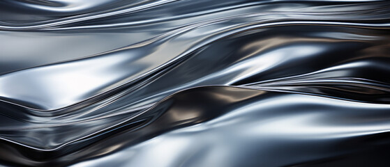Abstract composition with fluid shades of black and silver.