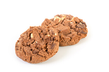 Chocolate chip cookies on white