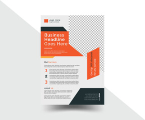 Modern style simple corporate business flyer layout templet in vector illustration A4 size with geometric shapes and space for photo background... 