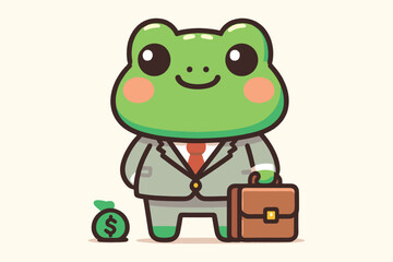 Illustration Frog Businessman Employee