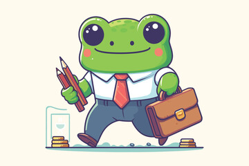Illustration Frog Businessman Employee