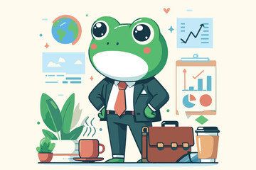 Illustration Frog Businessman Employee