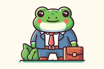 Obraz premium Illustration Frog Businessman Employee