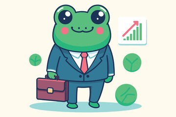 Illustration Frog Businessman Employee