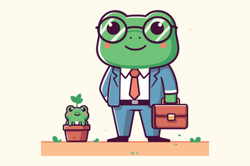 Illustration Frog Businessman Employee
