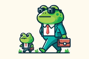 Illustration Frog Businessman Employee