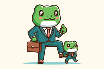 Illustration Frog Businessman Employee