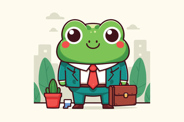 Illustration Frog Businessman Employee