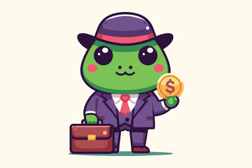 Illustration Frog Businessman Employee