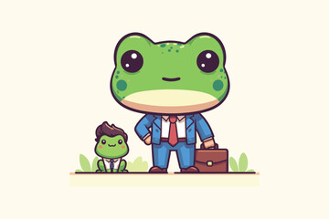 Obraz premium Illustration Frog Businessman Employee
