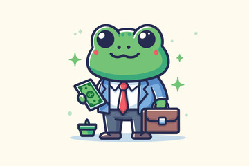 Illustration Frog Businessman Employee