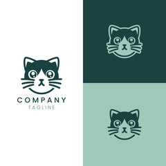 Cute cat logo Monoline style elegance