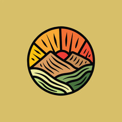 Hand Drawn Mountain Logo Design illustration vector Emblem