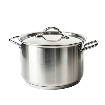 Stainless steel pot isolated on white background