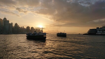 sunset over the river